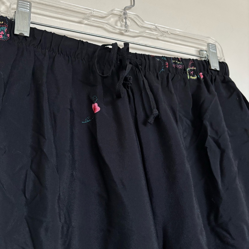 Hot Cotton by Marc Ware Spring Theme Black Wide Leg Pants Size Large Palazzo - Picture 3 of 11